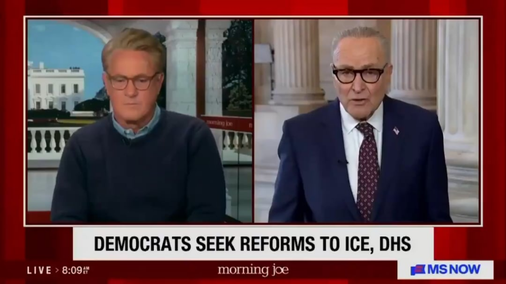 Chuck Schumer says ICE should be allowed to wear masks in "unusual circumstances—you know, some guy's picture was put up by a terrorist group or something."