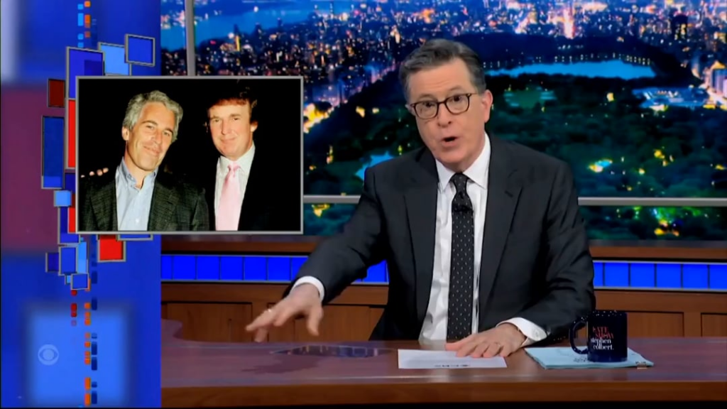Stephen Colbert responds to CBS disputing his claims that he was barred from airing the James Talarico interview: "And for the lawyers to release this without even talking to me is really surprising. I don’t even know what to do with this crap. Hold on." He then picks it up with a dog poop bag
