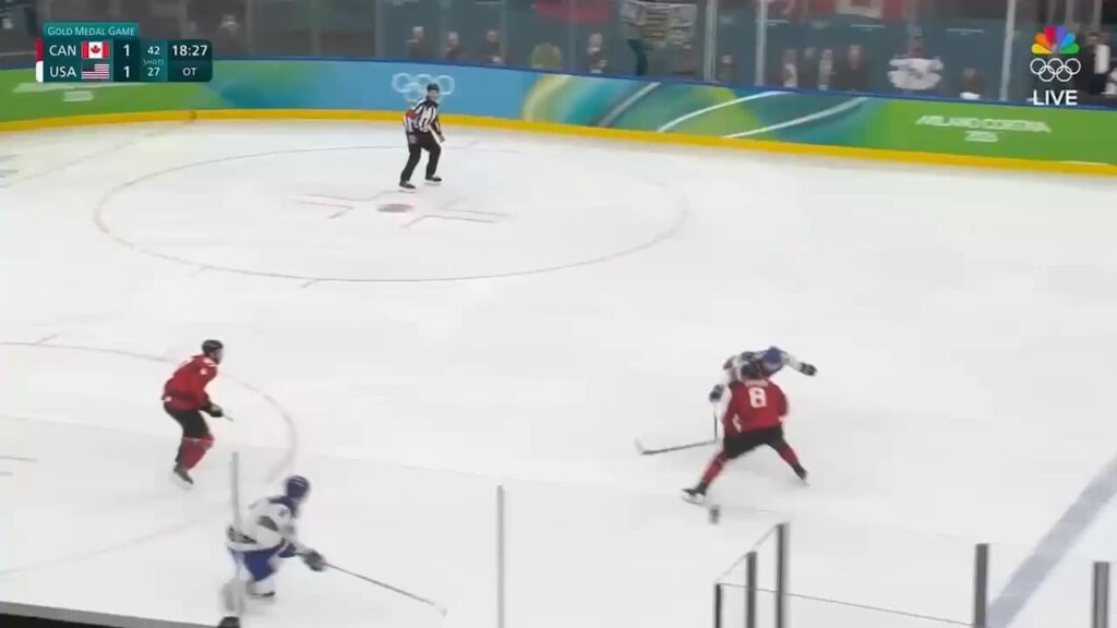 The U.S beats Canada 2-1 in overtime to win its first men's hockey championship at the Olympics since 1980.