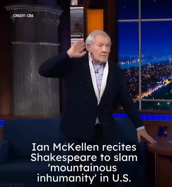 British actor Sir Ian McKellen recites pro-immigrant Shakespeare monologue to criticize Trump’s immigration crackdown.
