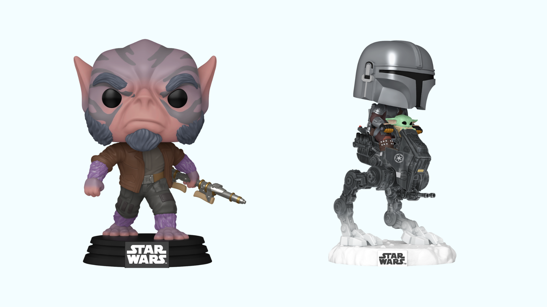 Zeb, Mando, and Grogu Pops! from Funko