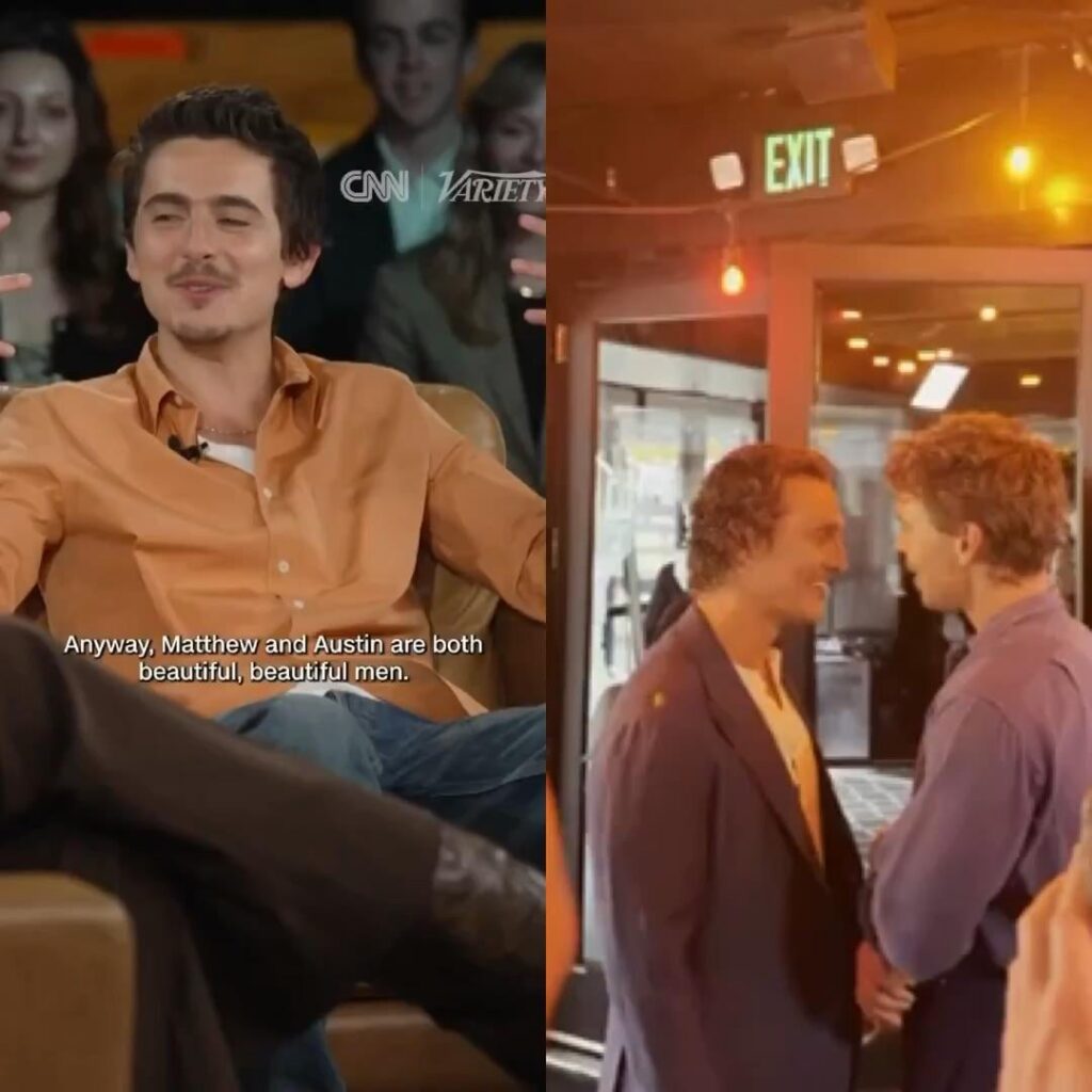 Timothée Chalamet tells Matthew McConaughey that he thought he and Austin Butler were going to kiss, given how close they were to each other