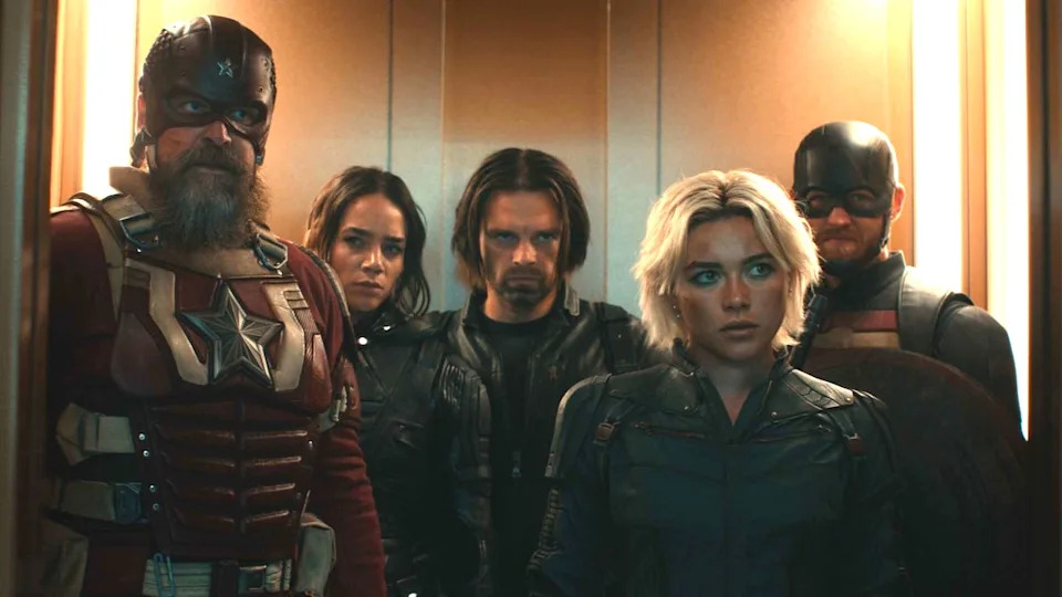 The Thunderbolts in an elevator together.