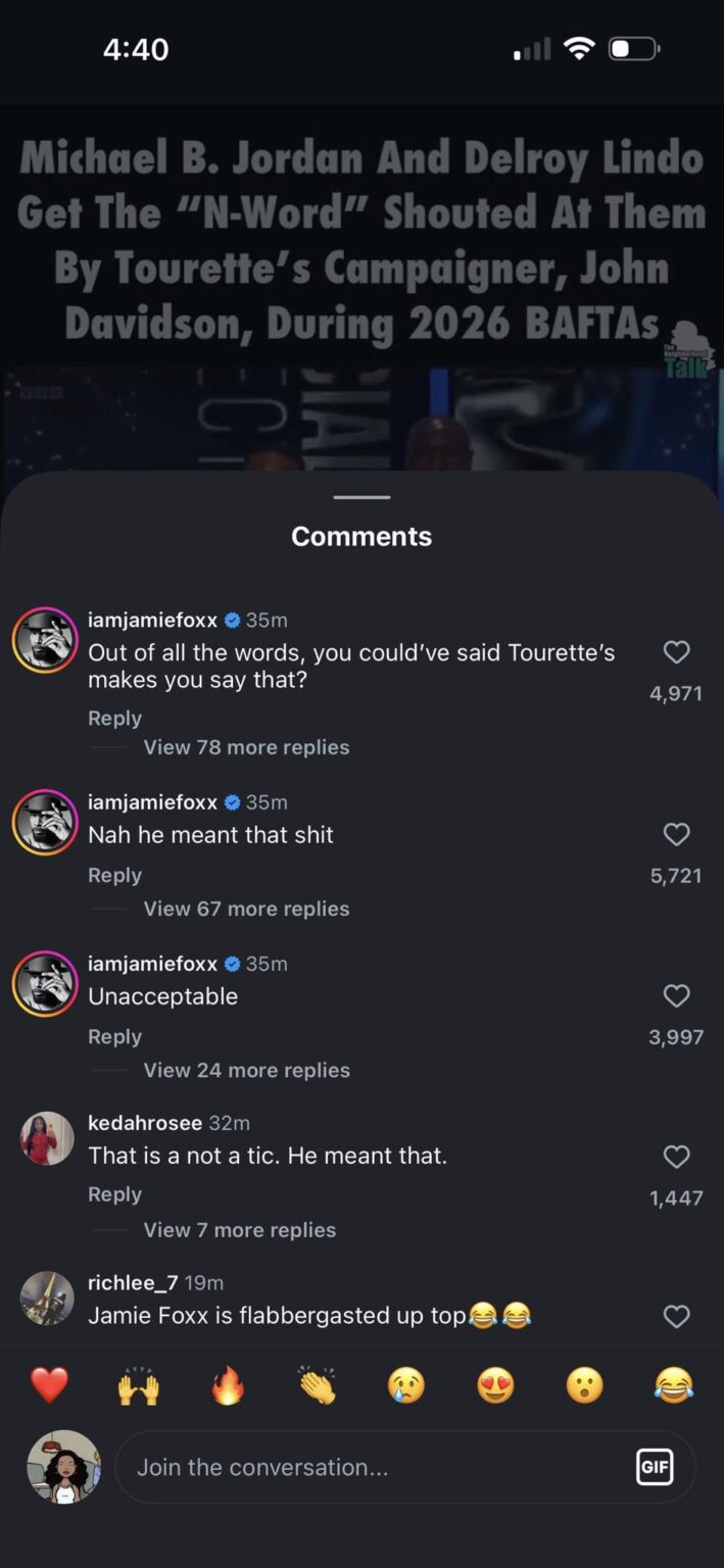 Jamie Foxx spewing hateful anti-Tourette’s rhetoric