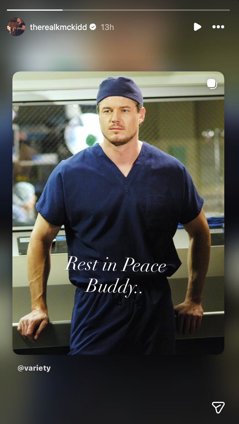 Actor in scrubs with a heartfelt message.