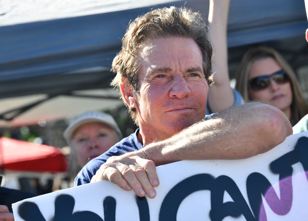 Dennis Quaid among protestors in Pacific Palisades.