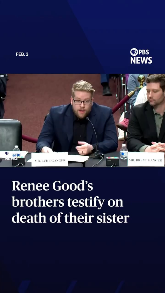 Renee Good's brothers, Luke & Brent Ganger, testify before Congress at a hearing on DHS's' use-of-force by ICE agents: “This is not just a bad day or a rough week or isolated incidents. These encounters with federal agents are changing the community & changing many lives, including ours, forever.”