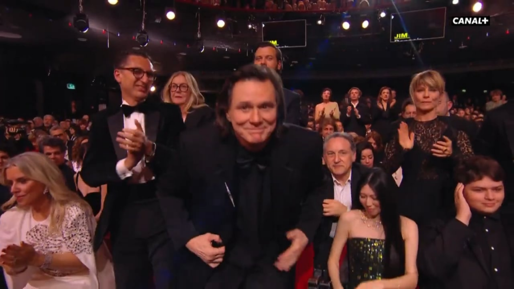 Jim Carrey receives an honorary award at the 51st César Awards in Paris and gives acceptance speech in French