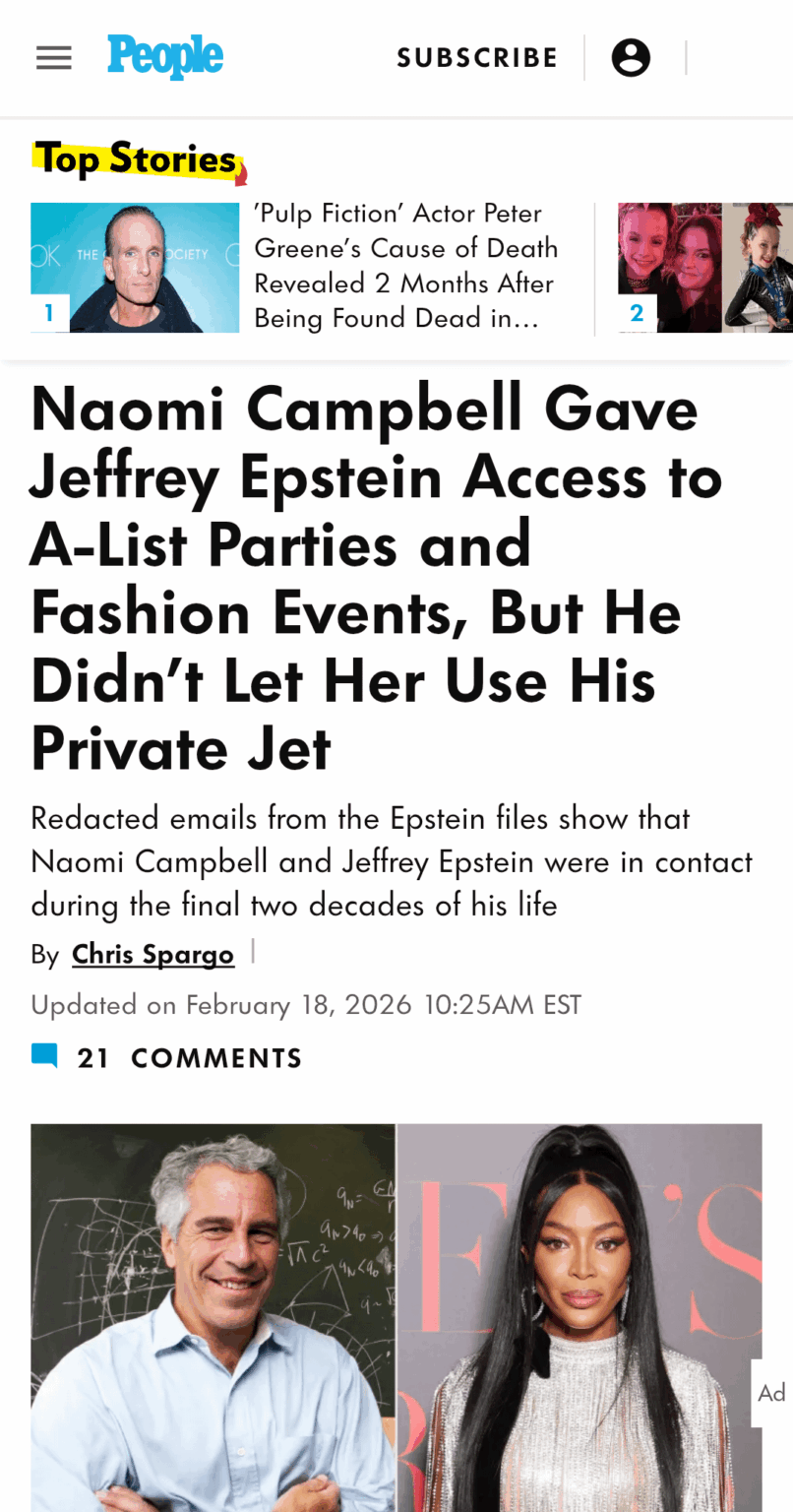 Naomi Campbell Gave Jeffrey Epstein Access to A-List Parties and Fashion Events, But He Didn't Let Her Use His Private Jet