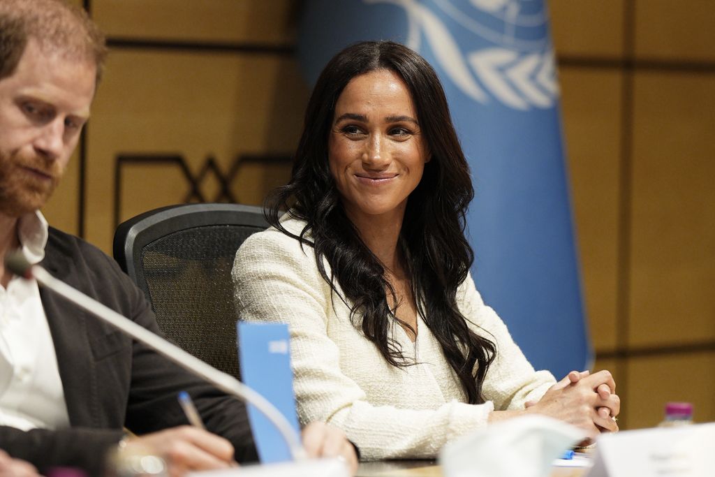Meghan Markle was seen smiling during a roundtable