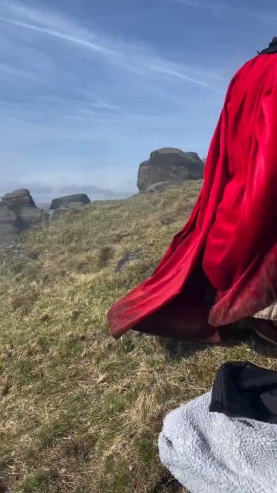 Margot Robbie dancing Wuthering Heights by Kate Bush on the moors