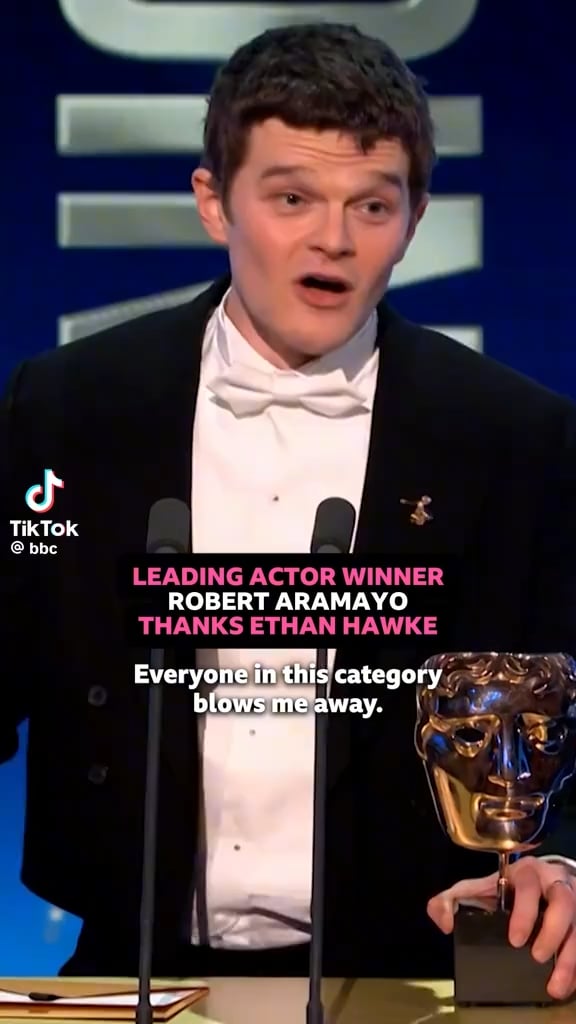 BAFTA Best Actor winner Robert Aramayo acceptance speech moves Ethan Hawke to tears, as he tells of the great impact the actor had on him in drama school