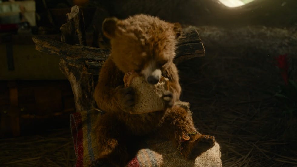 baby paddington eating a sandwich, paddington in peru trailer