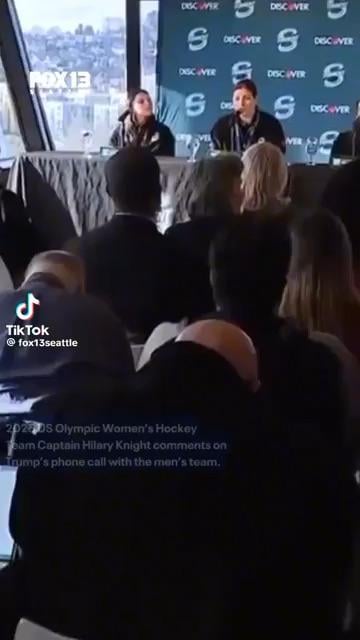 US Olympic Women's Hockey Team Captain, Hilary Knight, calls Trump's joke with Men's hockey team 'distasteful'