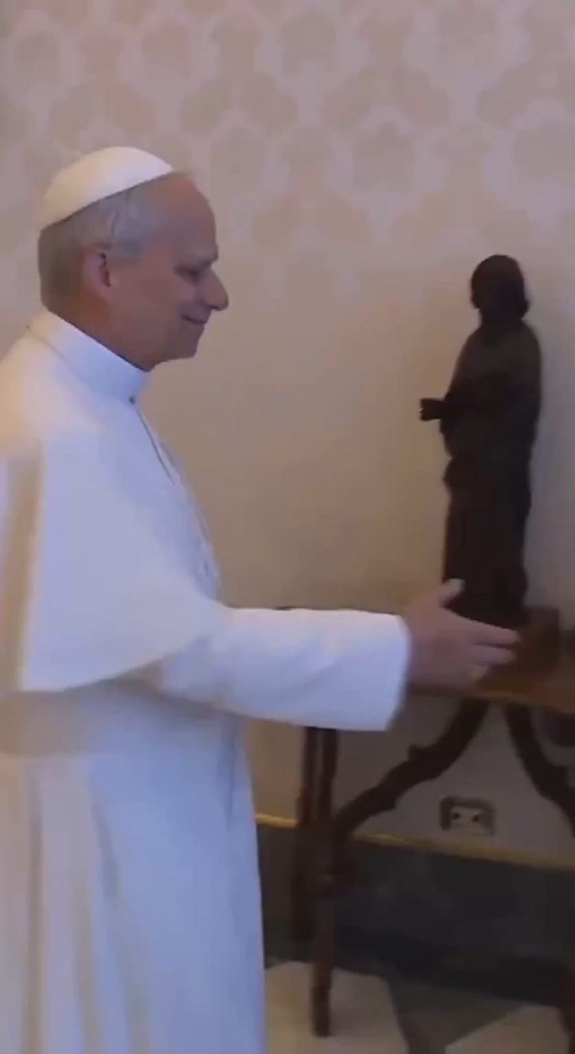 Pope Leo sets aside the invitation to the July 4th, 250th celebration in the U.S. that Vance hands him. Vance: "The U.S. people are extremely excited about you." Pope Leo smirks and says, "Hmmm." The Pope chose to spend that day in Italy with migrants instead