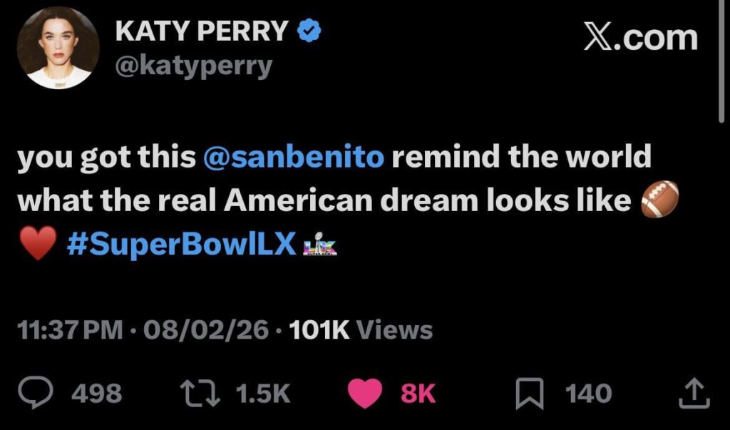 Katy Perry wishes Bad Bunny for Super Bowl halftime show!