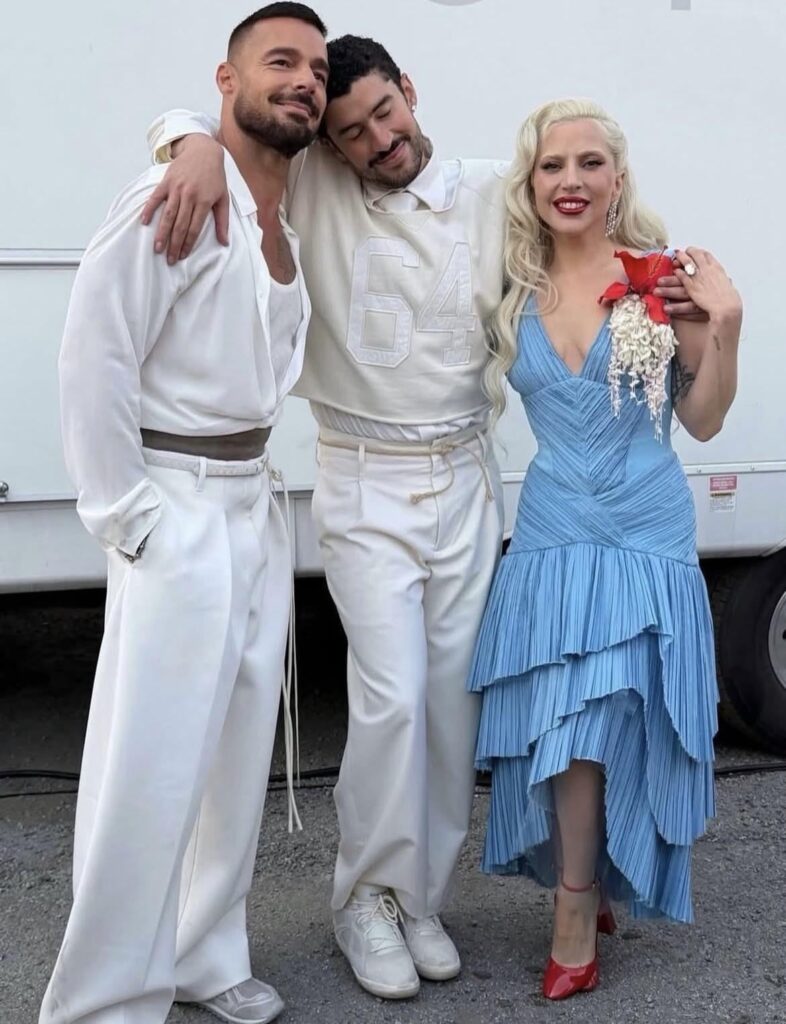 Bad Bunny, Lady Gaga and Ricky Martin at the Super Bowl