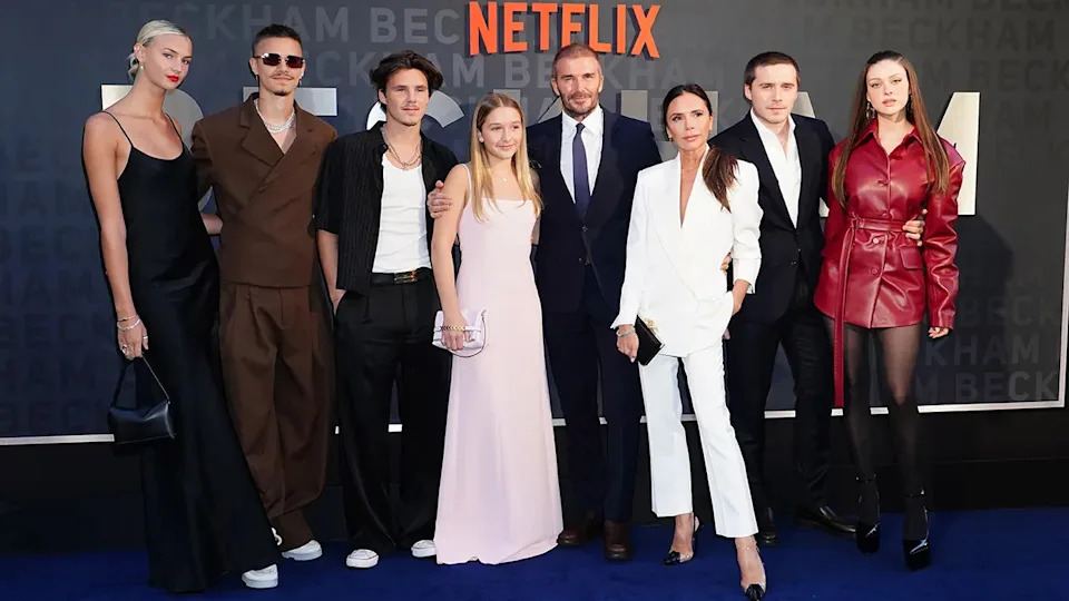 The Beckham family at the premiere of "Beckham"