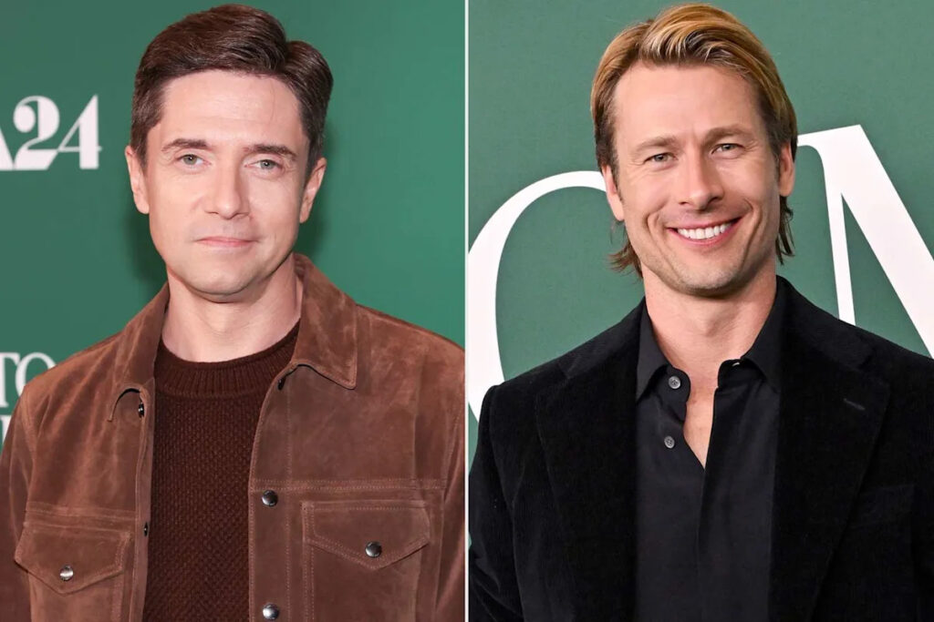 Topher Grace Says Longtime Friend Glen Powell Is 'Exactly the Same Human' Since 'Blowing Up' (Exclusive)