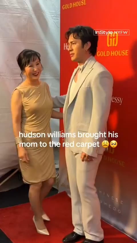 Hudson Williams with his mother at the Gold House's Lunar New Year celebration