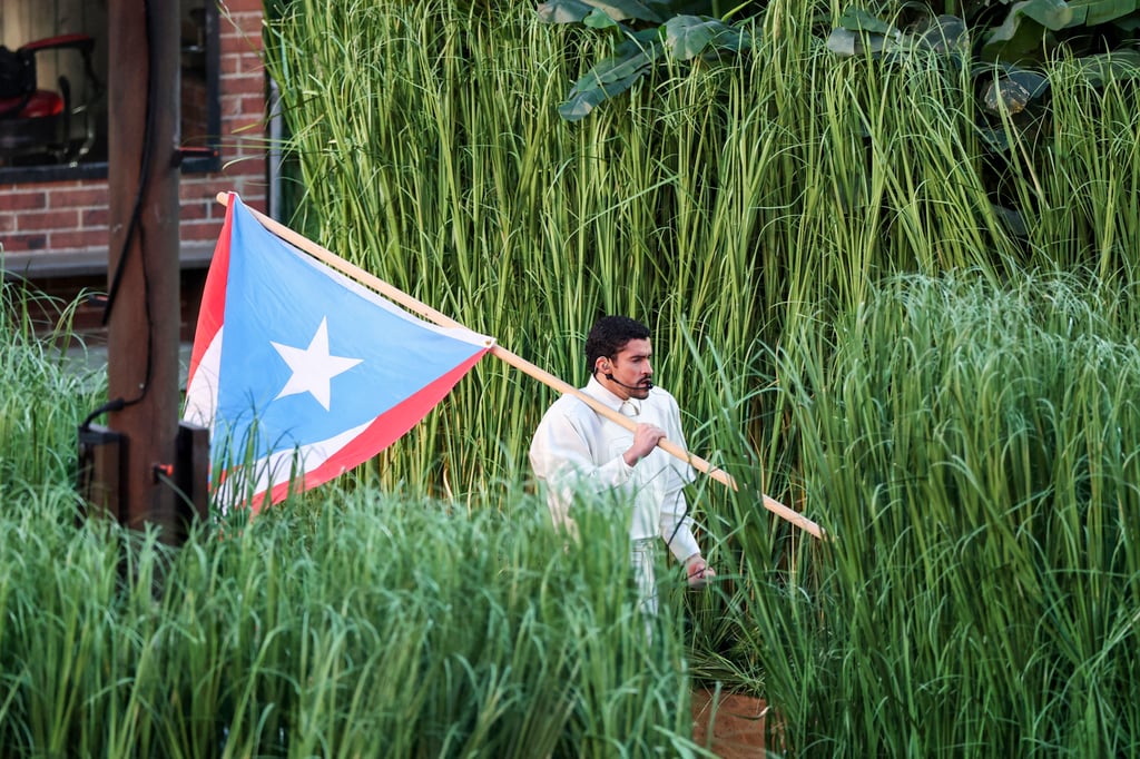Bad Bunny bearing the Puerto Rican flag at the Super Bowl LX halftime show. Photo: TNS