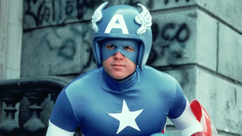 Captain America in a large helmet in Captain America