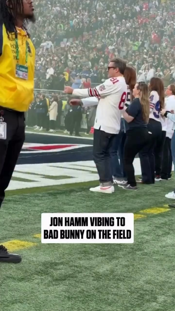 Yes, of course Jon Hamm was at the Bad Bunny Halftime Show