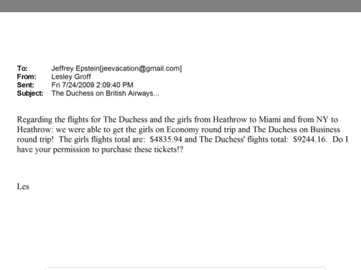 Epstein paid for $14,000 in flights for Beatrice, Eugenie and Sarah Ferguson to fly between London, NYC and Miami (where he owned homes) in 2009 just weeks after his release from prison
