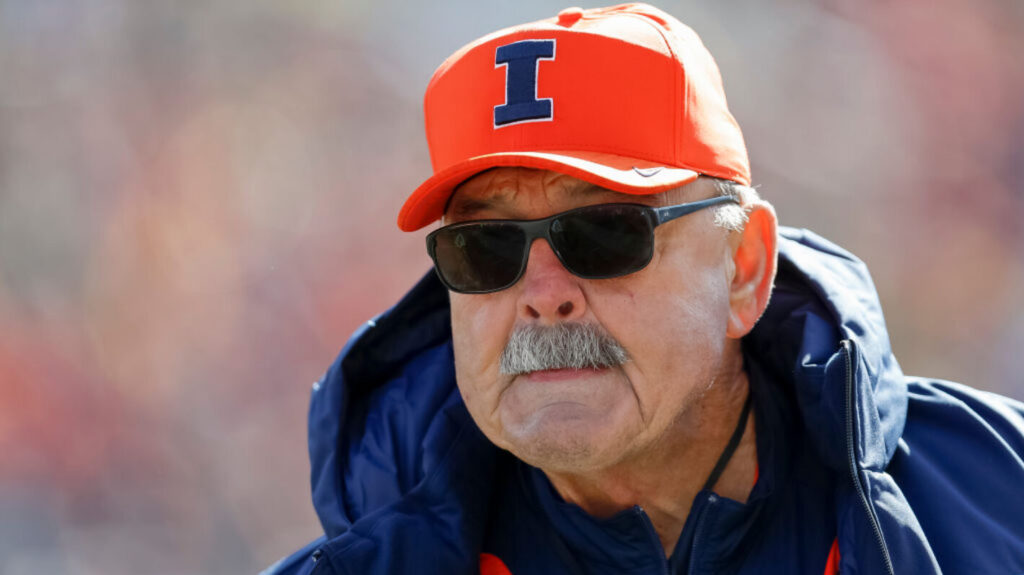NFL Hall of Famer Dick Butkus is seen during the Illinois Fighting Illini and Michigan Wolverines game at Memorial Stadium on October 12, 2019 in Champaign, Illinois
