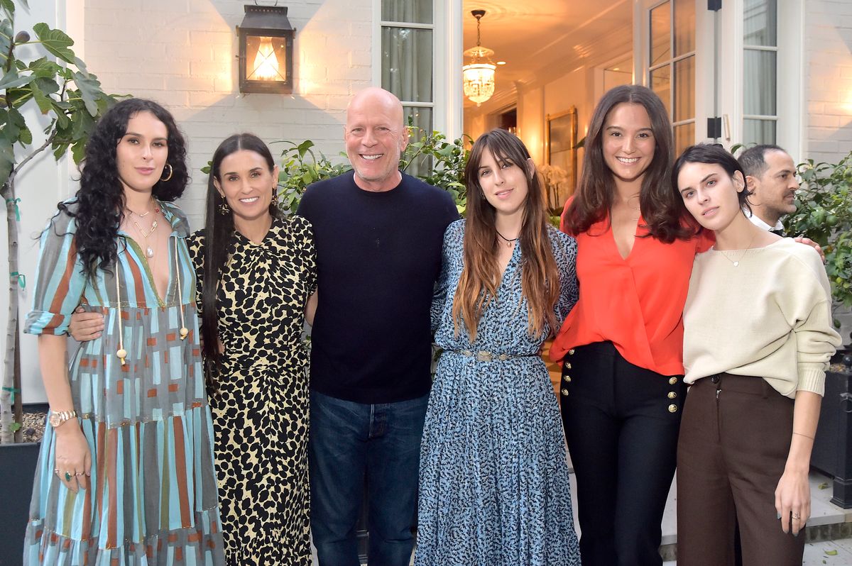 Bruce Willis and his family, including his ex-wife Demi Moore, his wife Emma Heming Willis, and his daughters, Rumer, Tallulah, and Scout