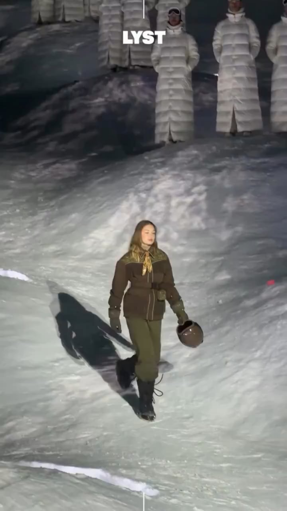 Gigi Hadid opening the Moncler Grenoble Fall ‘26 show in Aspen