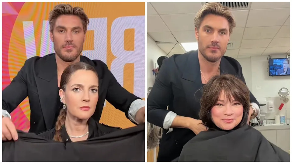 Celebrity Hairstylist Chris Appleton transformed the hair of Barrymore and Bertinelli. / Instagram/Chris Appleton