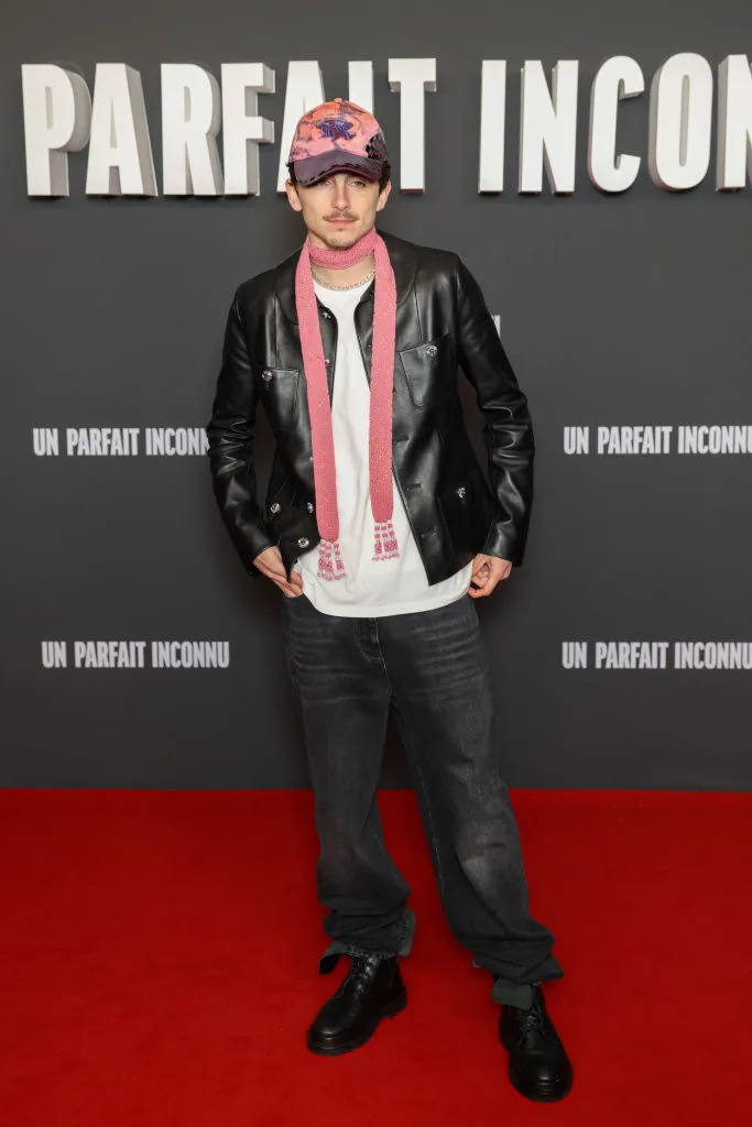 PARIS, FRANCE - JANUARY 15: Timothée Chalamet attends the "Un Parfait Inconnu - A Complete Unknown" Premiere at Le Grand Rex on January 15, 2025 in Paris, France. (Photo by Pierre Suu/Getty Images)