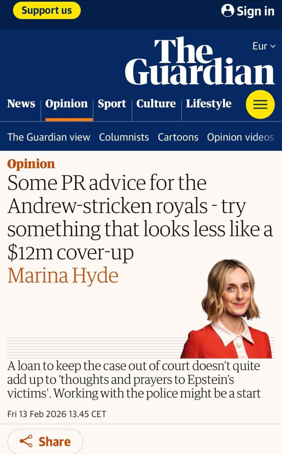 Some PR advice for the Andrew-stricken royals – try something that look less like a $12m cover-up | Marina Hyde