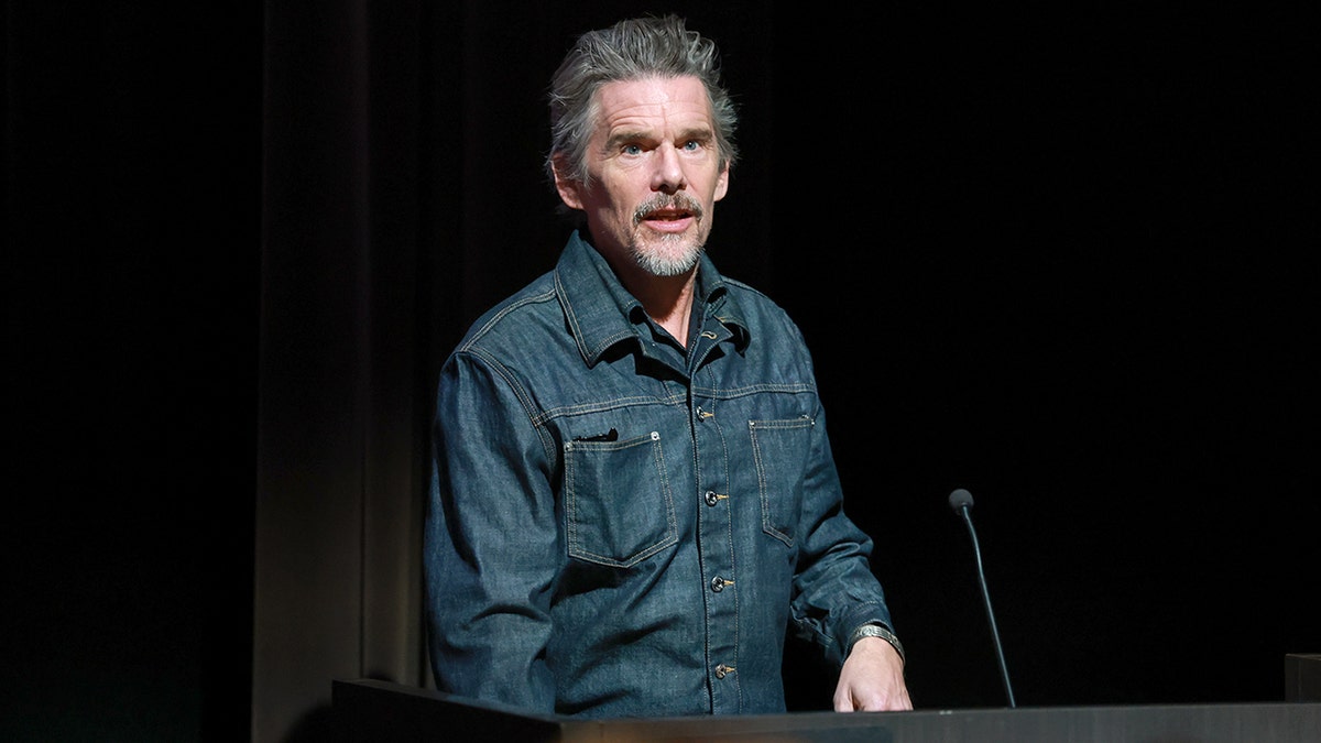 Ethan Hawke in a denim jacket