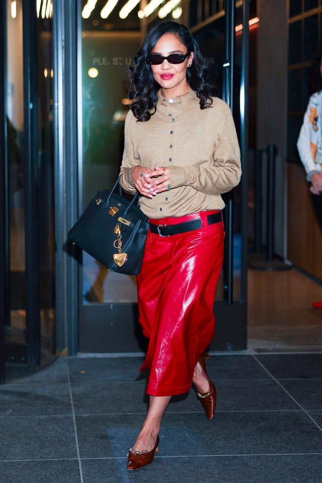 new york, new york october 21: tessa thompson seen at watch what happens live with andy cohen in hudson square on october 21, 2025 in new york city. (photo by aeon/gc images)