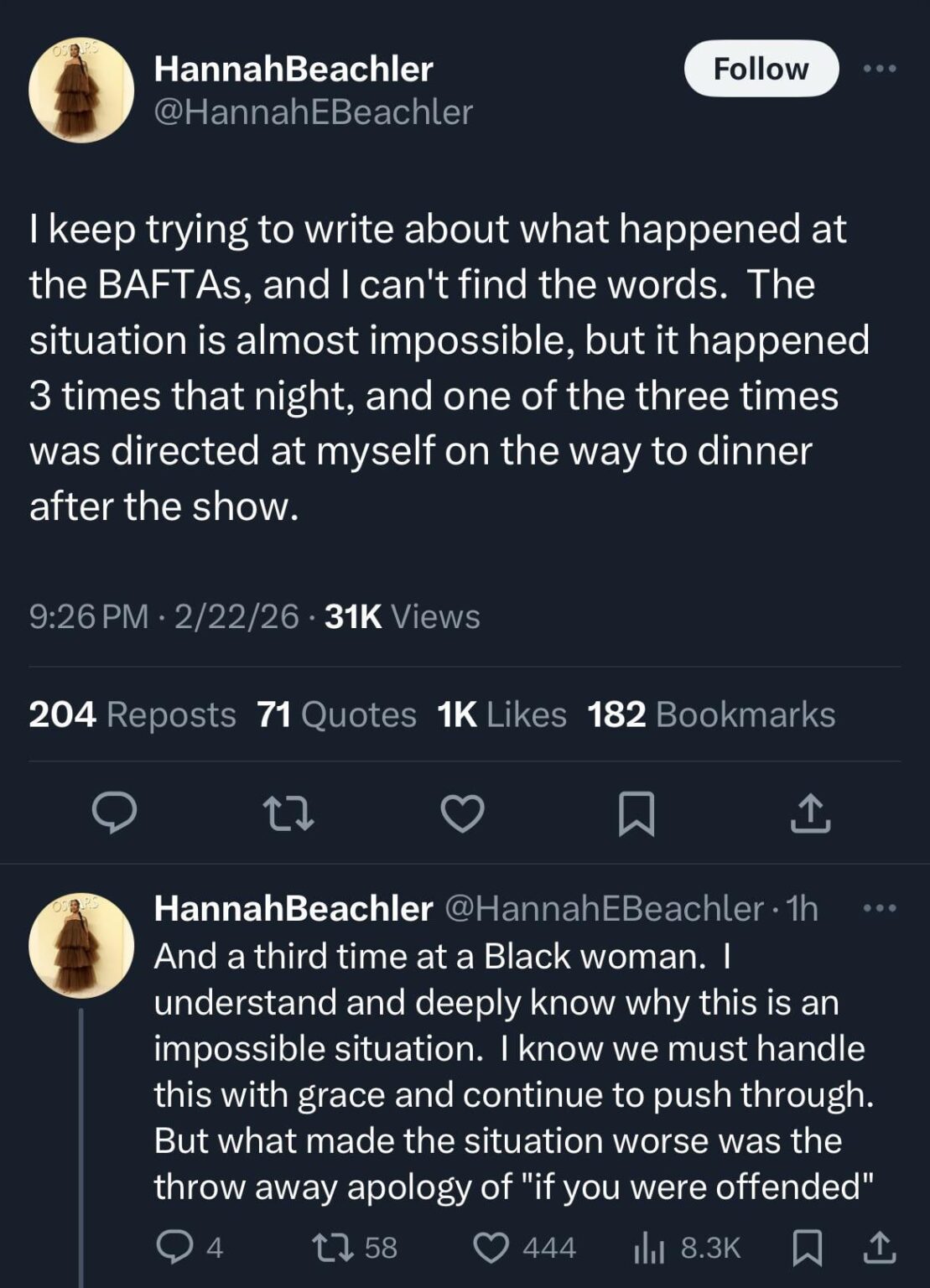 According to Hannah Beachler (Production Designer of Sinners, Black Panther, etc.), Tourette’s Activist Said the N-word more than once at the BAFTAS