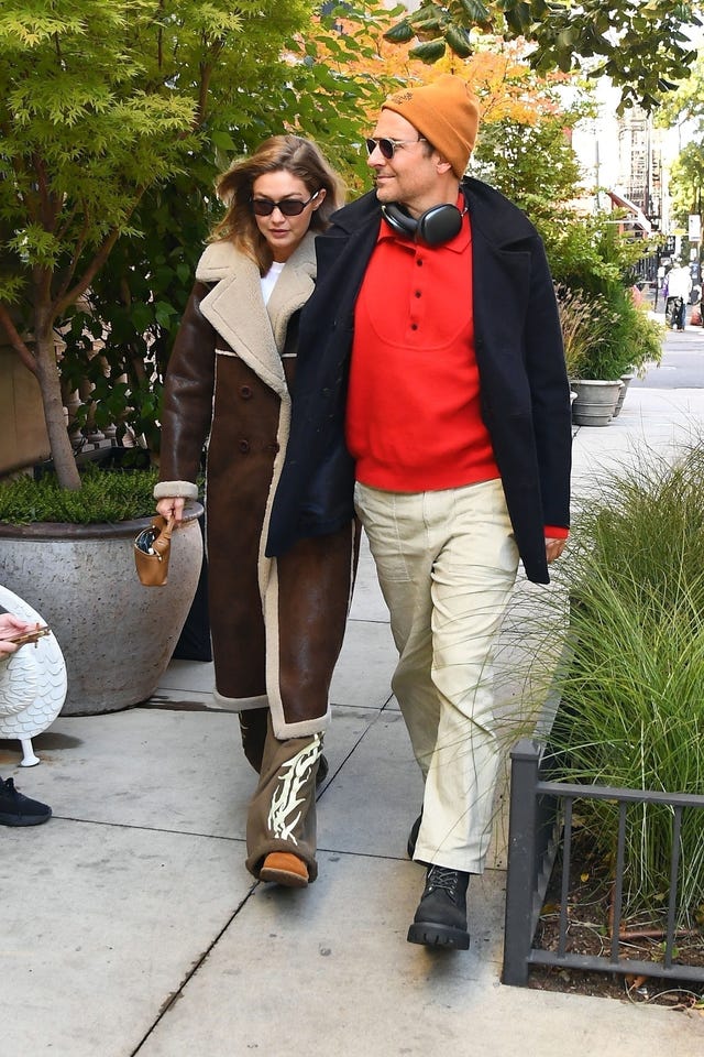 *exclusive* new york, ny still going strong! bradley cooper and gigi hadid turned heads leaving nyc’s chic nine orchard hotel hand in hand. the cozy couple nailed fall fashion—gigi rocking a long shearling coat and uggs, bradley keeping it cool in a burnt orange sweater and beanie. nearly two years after first sparking romance rumors in october 2023, the pair look more smitten than ever.pictured: bradley cooper, gigi hadidbackgrid usa 21 october 2025 byline must read: josiahw / backgridusa: +1 310 798 9111 / usasales@backgrid.comuk: +44 208 344 2007 / uksales@backgrid.com*uk clients pictures containing childrenplease pixelate face prior to publication*
