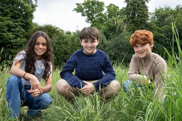 harry-potter-tv-dominic-arabella-alastair Dominic McLaughlin in the role of Harry Potter, Arabella Stanton as Hermione Granger, and Alastair Stout as Ron Weasley.