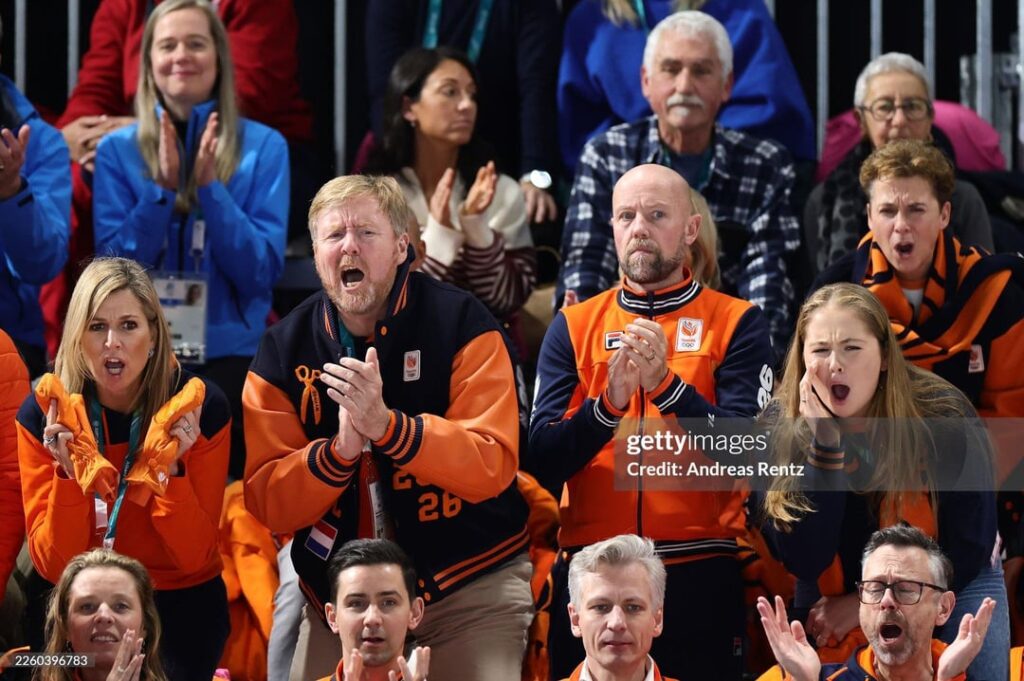 The Dutch royal family cheering at the Winter Olympics