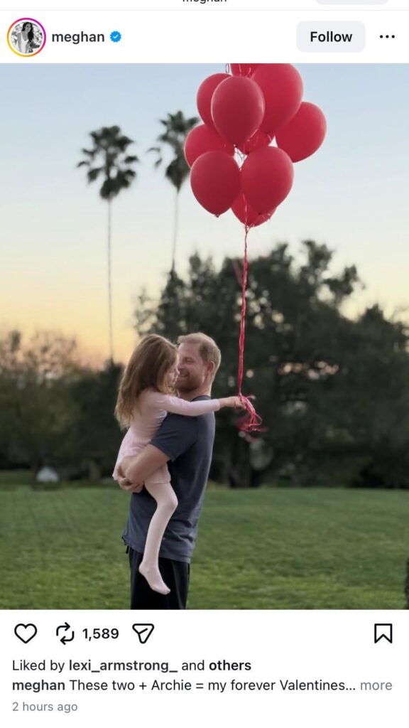 Meghan posted a picture of Harry and Lilibet for Valentines Day Meghan posted a picture of Harry and Lilibet for Valentines Day