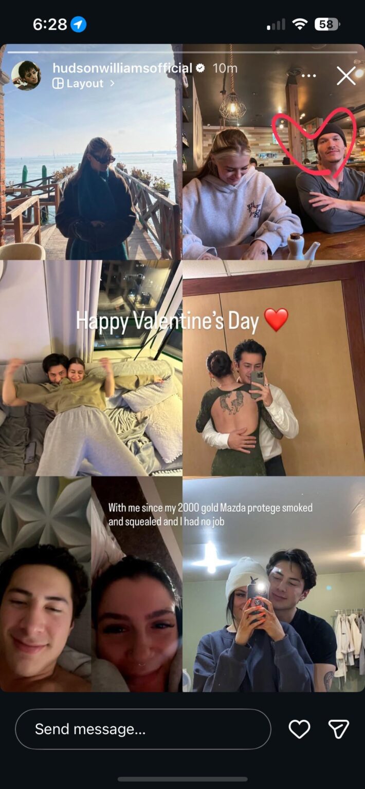 Hudson Williams’ Valentine’s Day story for his GF ❤️‍🔥