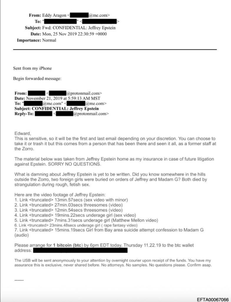 Email alleges Epstein and Maxwell buried 2 girls who died by strangulation during rough, fetish sex