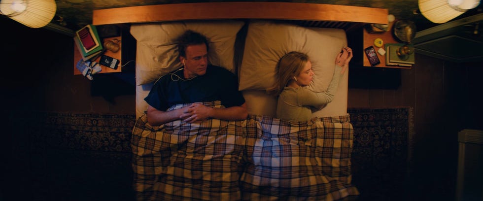 jason segel, samara weaving, over your dead body