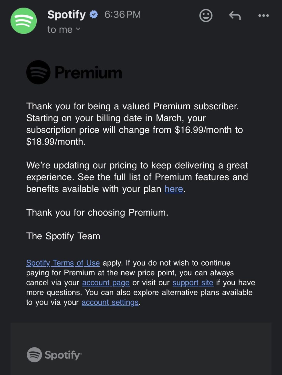 Spotify once again increases subscription prices. This is their fourth consecutive year increasing rates for premium subscribers