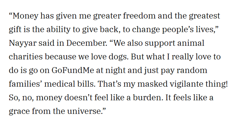 ‘Big Bang Theory’ Kunal Nayyar Uses GoFundMe to Pay Random Families’ Medical Bills: "But what I really love to do is go on GoFundMe at night and just pay random families’ medical bills. That’s my masked vigilante thing! So no, money doesn’t feel like a burden. It feels like a grace from the universe