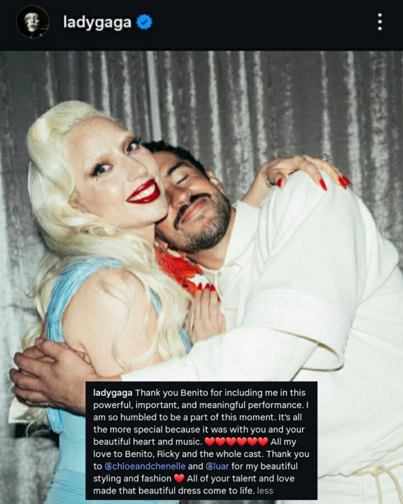 Lady Gaga's message to Bad Bunny via instagram