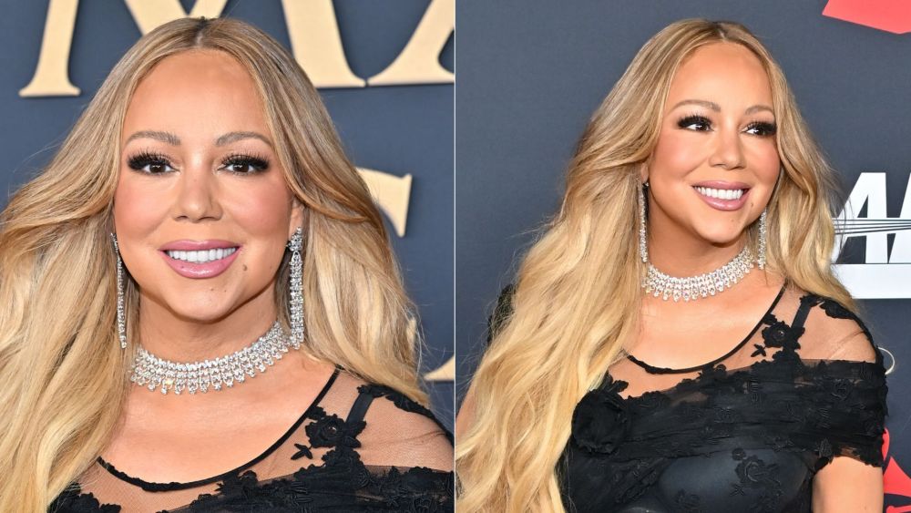Mariah Carey in a lingerie-inspired Prada lace dress at the 2026 MusiCares Person of the Year Gala, where Carey was honored on Friday night.