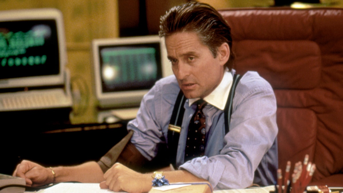 Michael Douglas in a screengrab from the 1987 movie "Wall Street"