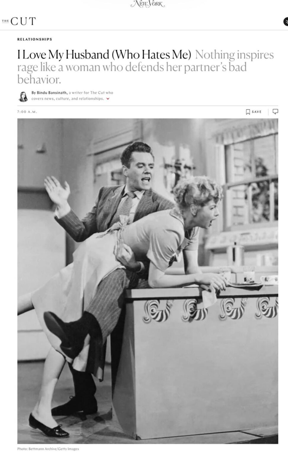 The Cut: I Love My Husband (Who Hates Me). Nothing inspires rage like a woman who defends her partner’s bad behavior.